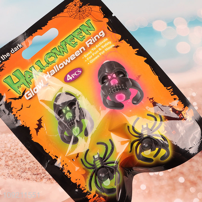 Yiwu market 4pcs Halloween party supplies glow Halloween rings