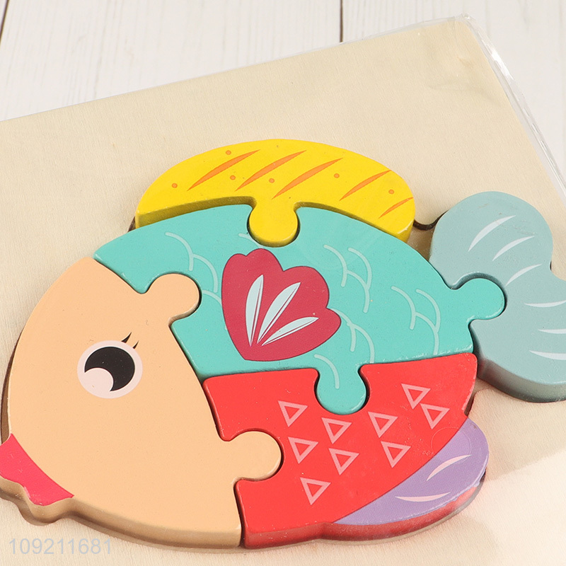 Factory price fish shape wooden puzzle toys educational toys for children