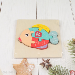Factory price fish shape wooden puzzle toys educational toys for children