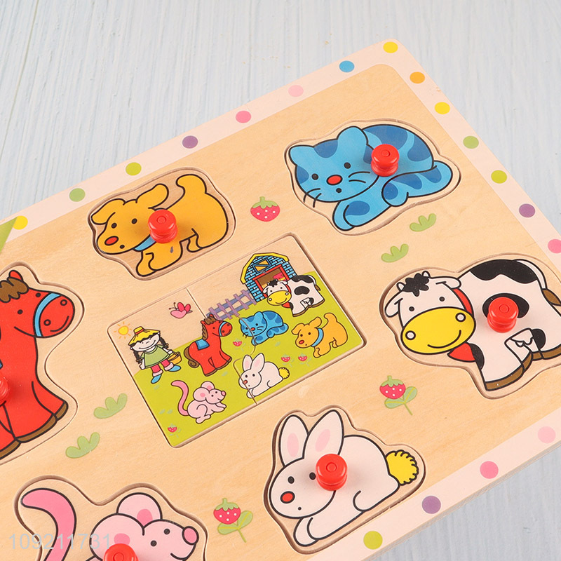 Most popular carton animal series wooden puzzle toys educational toys
