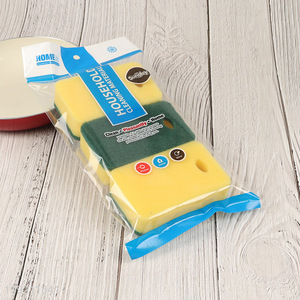 Factory price 3pcs household kitchen dish washing <em>scouring</em> <em>pad</em> cleaning sponge