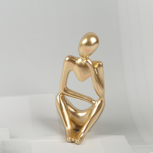 Top selling golden home decor thinker figure statue resin crafts