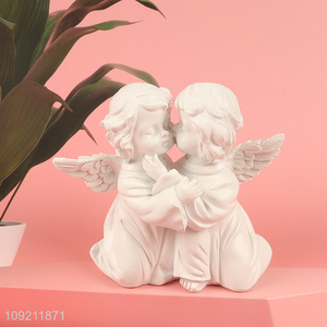 China factory white angle kissing figure statue for home decor