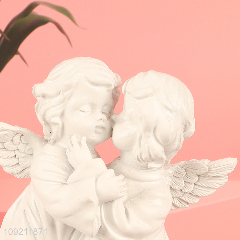 China factory white angle kissing figure statue for home decor