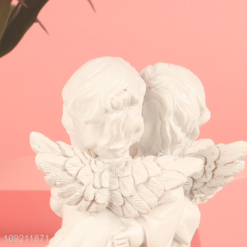 China factory white angle kissing figure statue for home decor