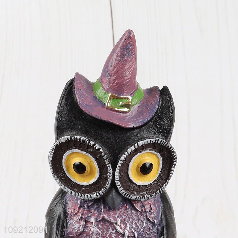 Latest products Halloween decoration owl resin candle holder for sale