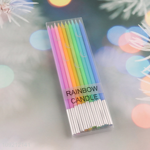 Hot Selling 10-Count Rainbow Cake Candles Thin Long Cake Candles