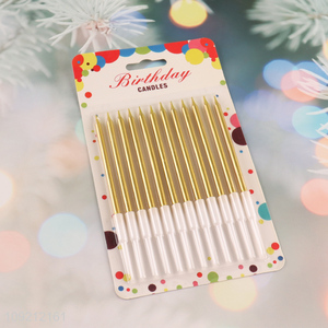 High Quality 12-Count Gold Thin Long Cake Candles Party Candles