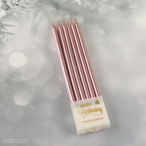 Online Wholesale 12-Count Rose Gold Long Thin Birthday Cake Candles