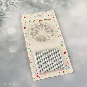 Factory Supply 12-Count Silver Spiral Birthday Candles Cupcake Candles