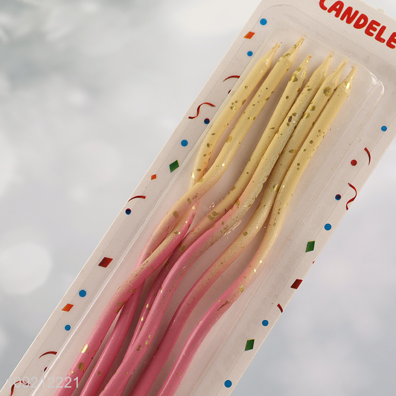 New Arrival 6-Count Twisted Birthday Candles Long Thin Cake Candles