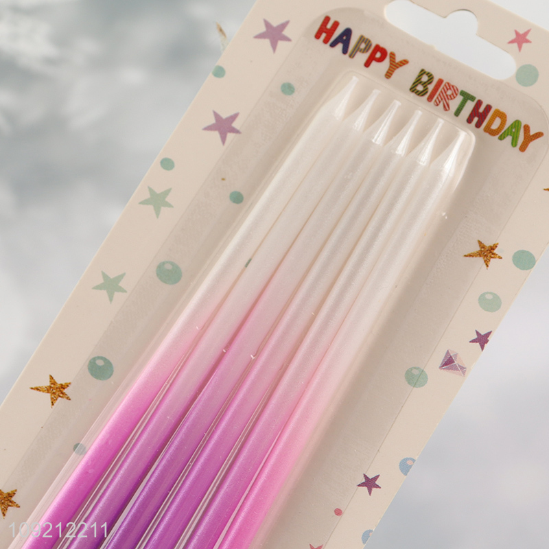 Good Quality 6-Count Gradient Birthday Candles Long Thin Cake Candles