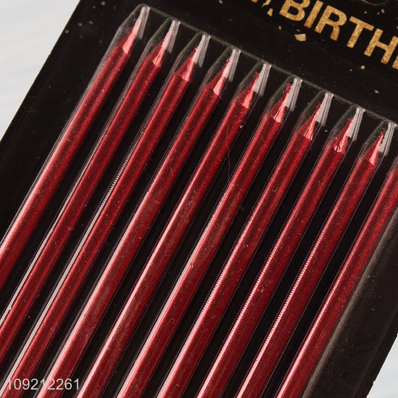Factory Price 10-Count Long Thin Metallic Cake Candles for Birthday