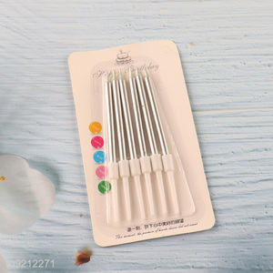 China Imports 6-Count Silver Birthday Candles Cake Candles for Wedding