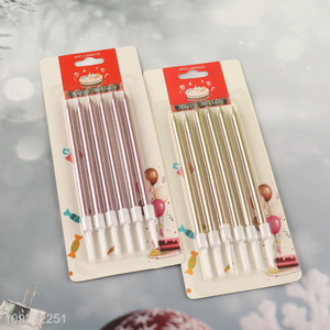 High Quality 6-Count Rose Gold Cake Candles Long Thin Cake Candles