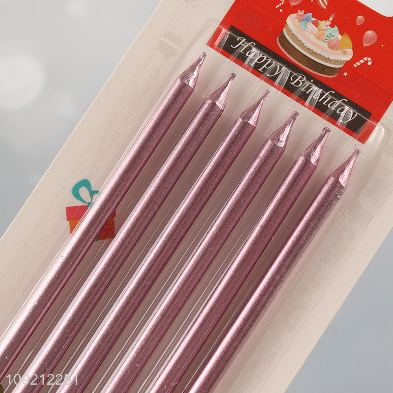 High Quality 6-Count Rose Gold Cake Candles Long Thin Cake Candles