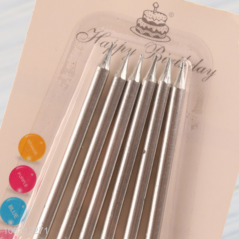 China Imports 6-Count Silver Birthday Candles Cake Candles for Wedding