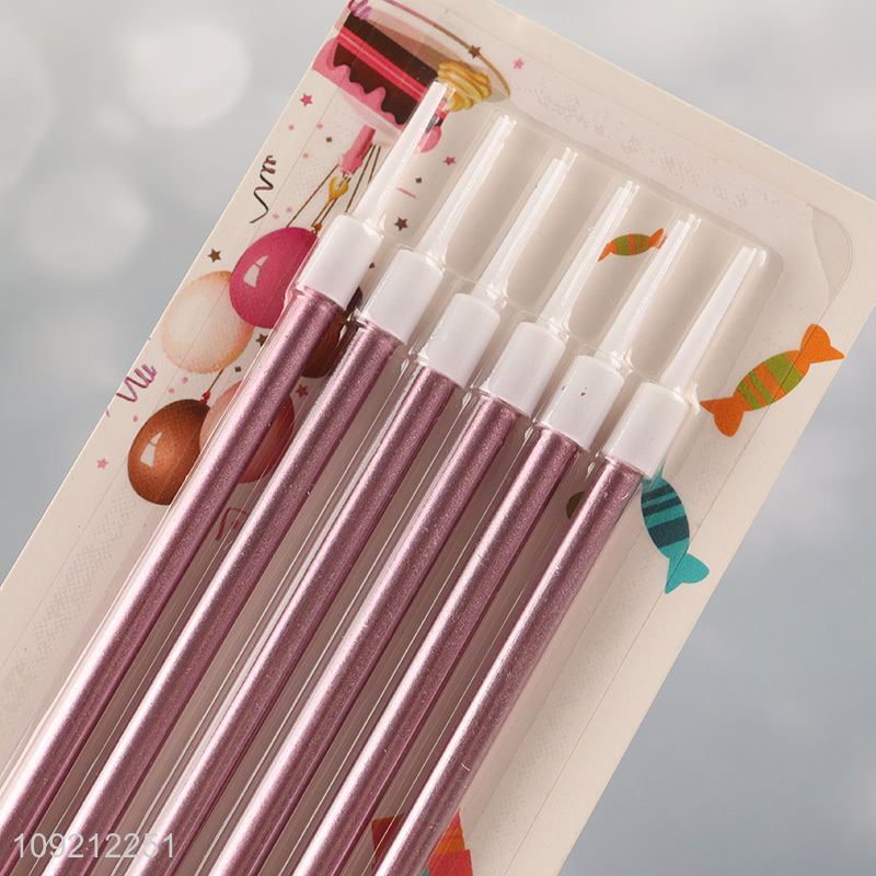 High Quality 6-Count Rose Gold Cake Candles Long Thin Cake Candles