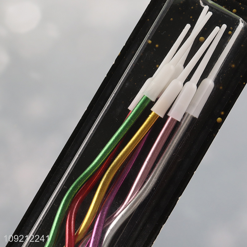 New Product 6-Count Twisted Cake Candles Metallic Long Thin Cake Candles