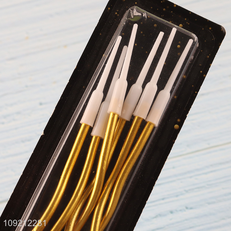 Factory Supply 6-Count Twisted Long Thin Metallic Birthday Cake Candles