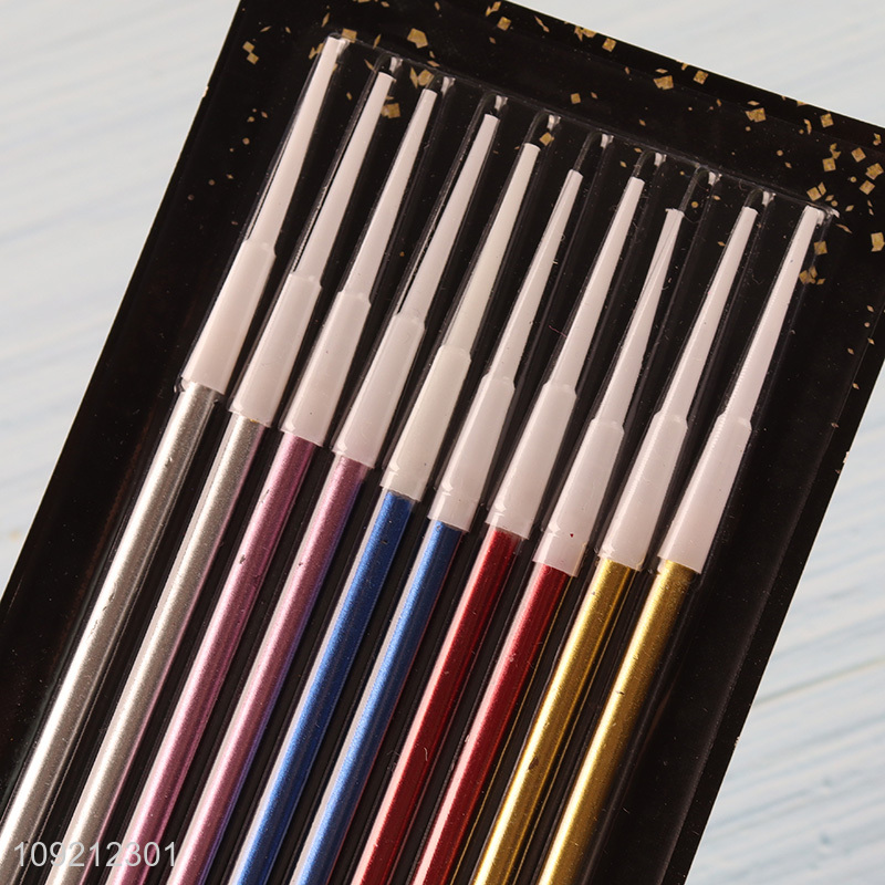 Good Quality 10-Count Colorful Long Thin Metallic Birthday Cake Candles