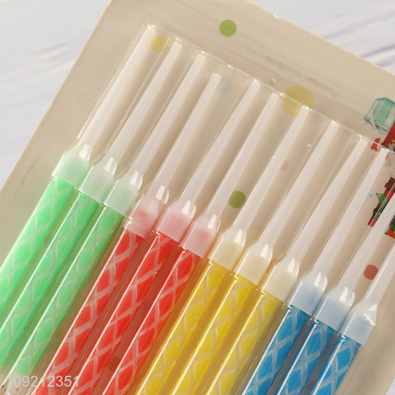 Factory Price 12-Count Colorful Birthday Candles Cake Candles with Holders