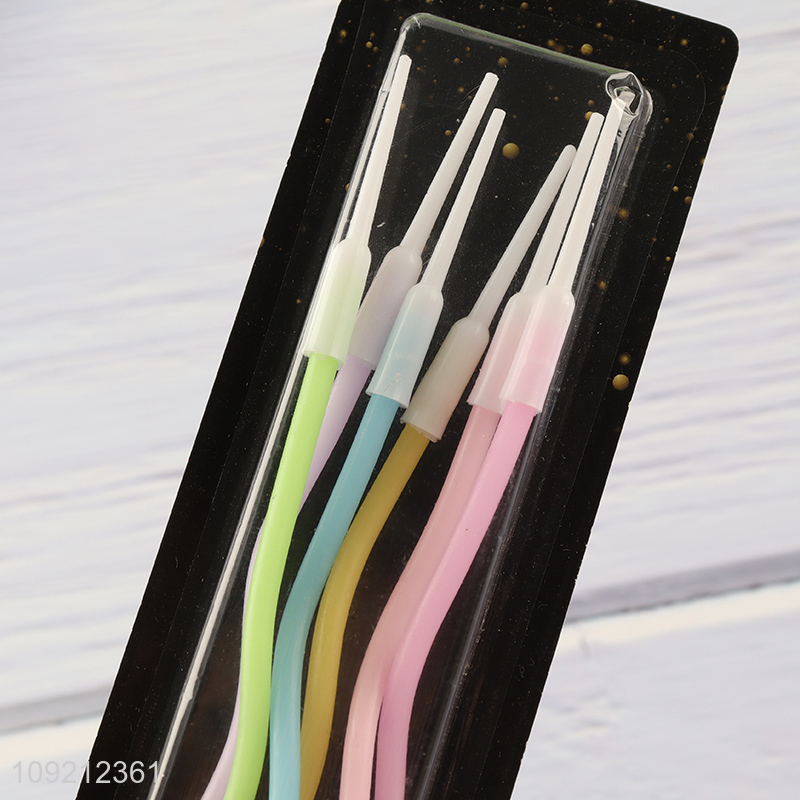 China Imports 6-Count Colorful Twisted Long Thin Cake Candles for Birthday