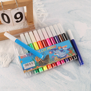 Hot Selling 12 Colors Non-Toxic Watercolor Marker Pens Student School Supplies