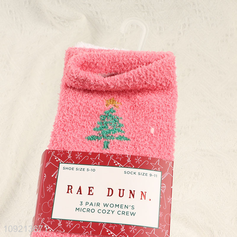 Popular products winter warm 3pairs women micro cozy crew socks