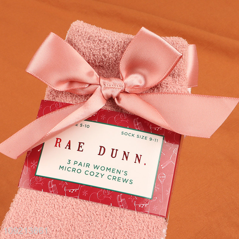 Hot selling 3pairs comfortable women micro cozy crew socks