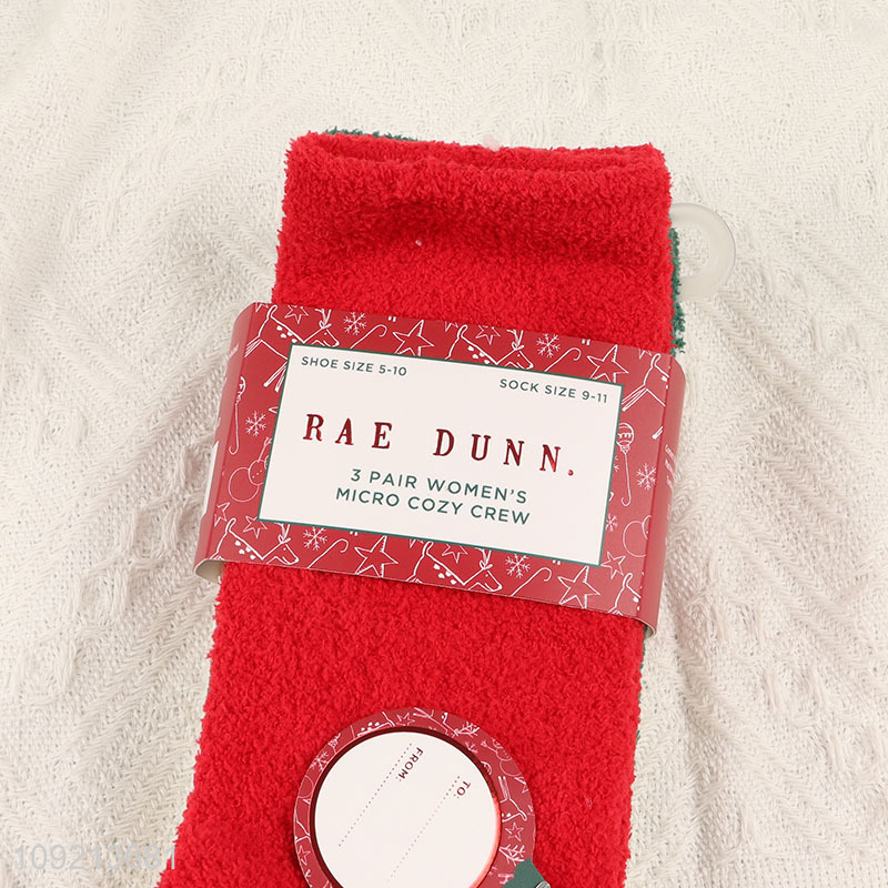 Top products 3pairs christmas series women micro cozy crew socks
