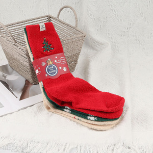 New arrival 3pairs christmas gifts women micro cozy crew socks