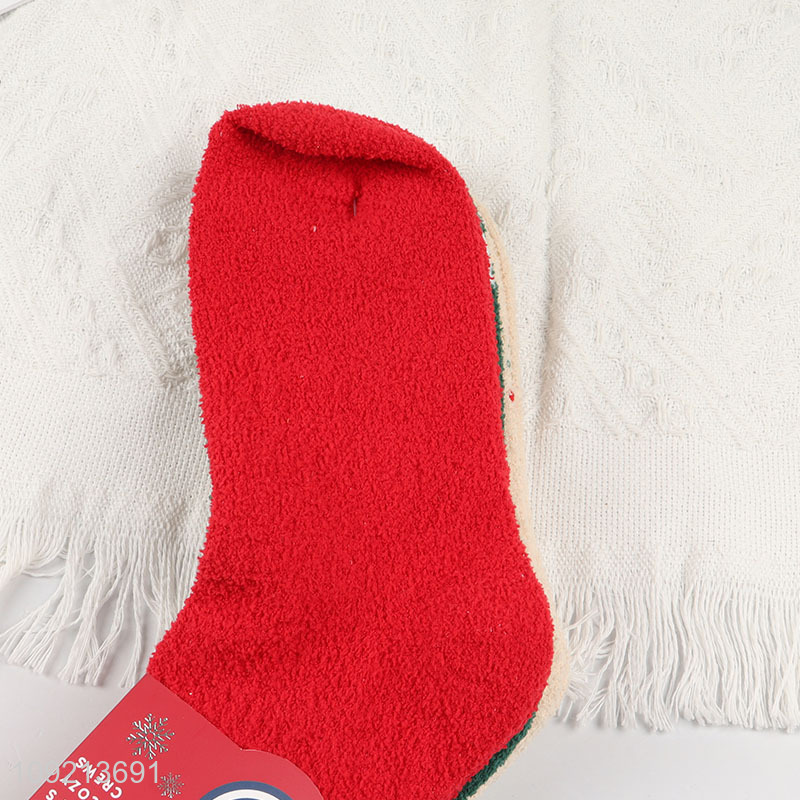 New arrival 3pairs christmas gifts women micro cozy crew socks