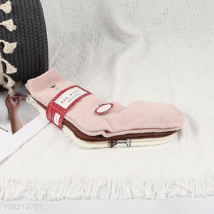 Yiwu market 3pairs warm women micro cozy crew socks for sale