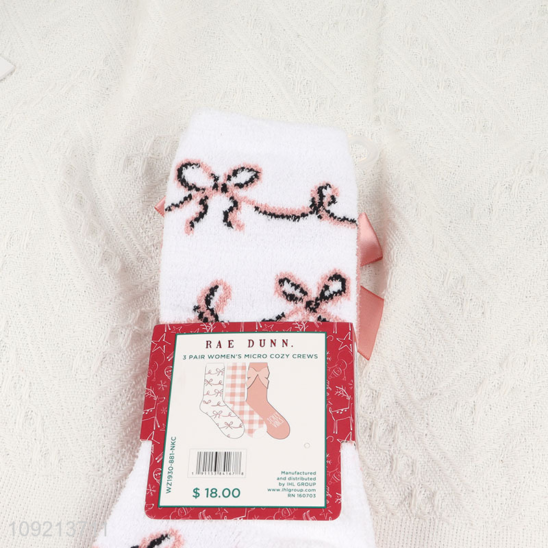 New products 3pair soft comfortable women micro cozy crew socks