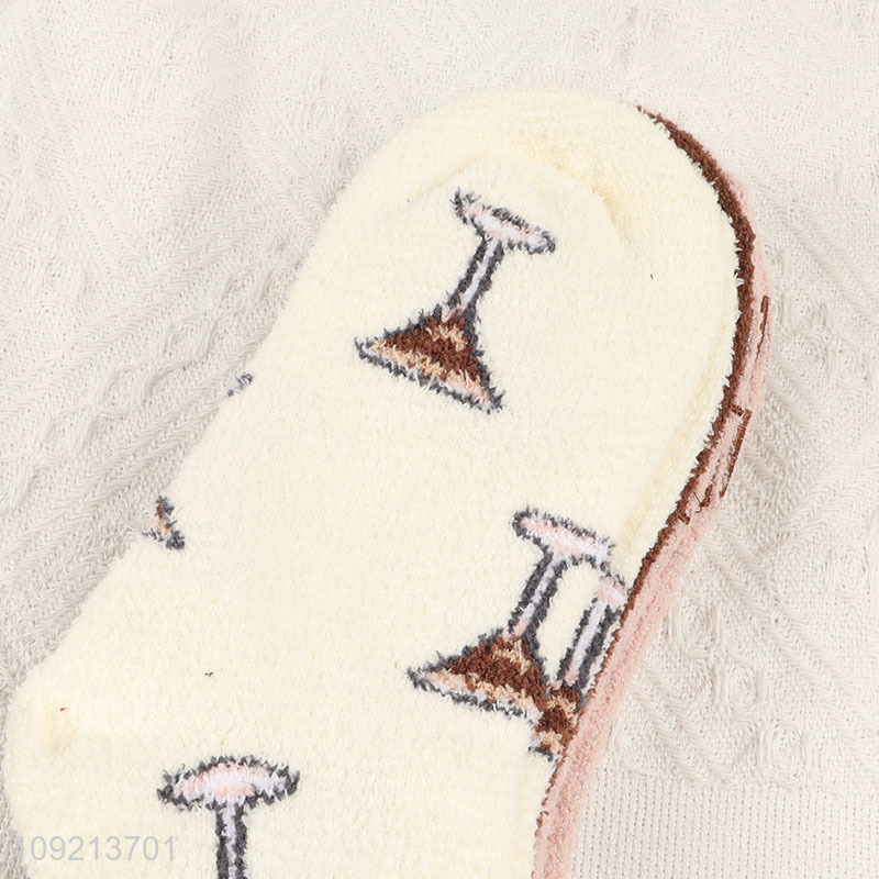 Yiwu market 3pairs warm women micro cozy crew socks for sale