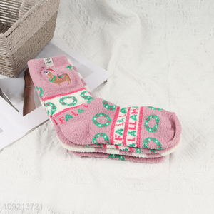 Popular products warm winter plush women micro cozy crew socks