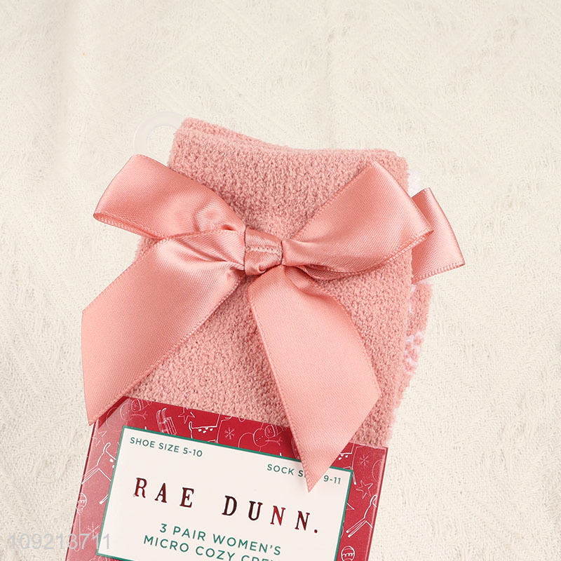 New products 3pair soft comfortable women micro cozy crew socks