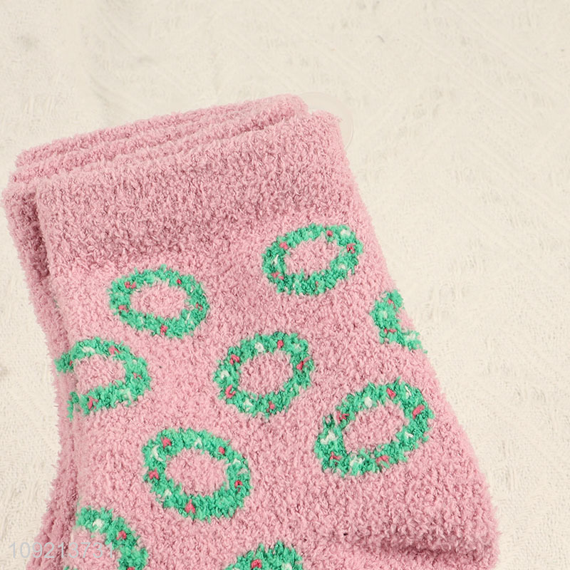 Yiwu market 4pairs winter warm women micro cozy crew socks set