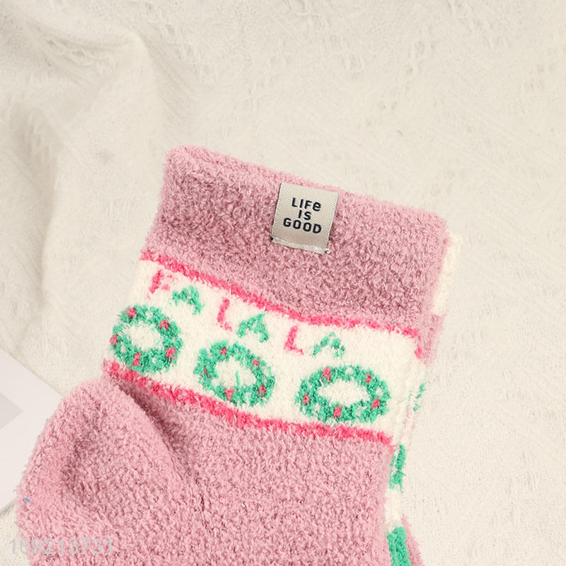 Yiwu market 4pairs winter warm women micro cozy crew socks set