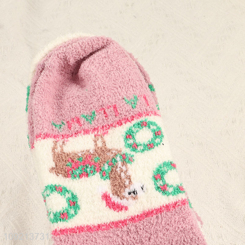 Yiwu market 4pairs winter warm women micro cozy crew socks set