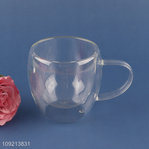 Wholesale 250mL Double Walled Insulated Glass Coffee Mug with Handle