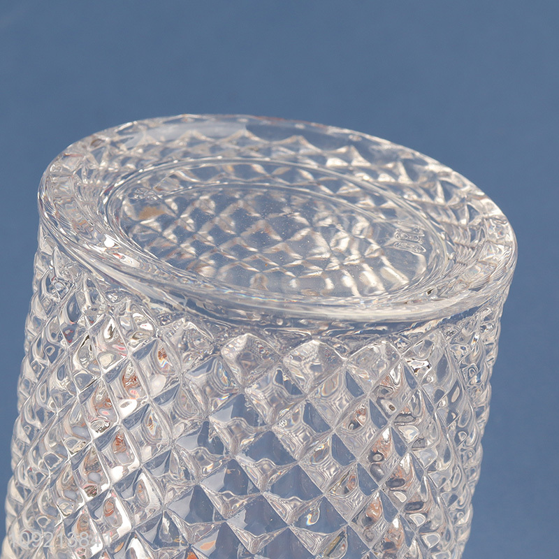 Good Quality Diamond Faceted Crystal Glass Candy Jar with Lid