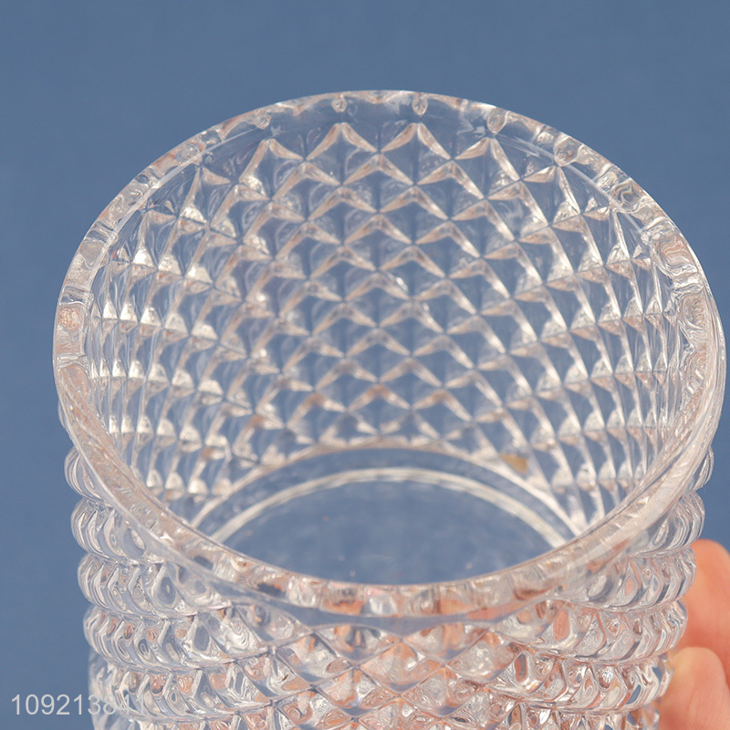 Good Quality Diamond Faceted Crystal Glass Candy Jar with Lid