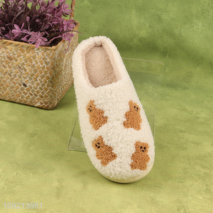 Low price cartoon bear cute home slippers polyester slippers for winter