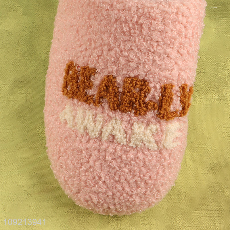 Low price cartoon bear winter warm home slippers polyester slippers