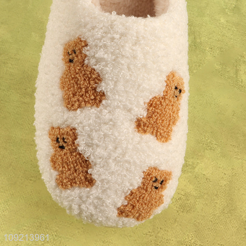 Low price cartoon bear cute home slippers polyester slippers for winter