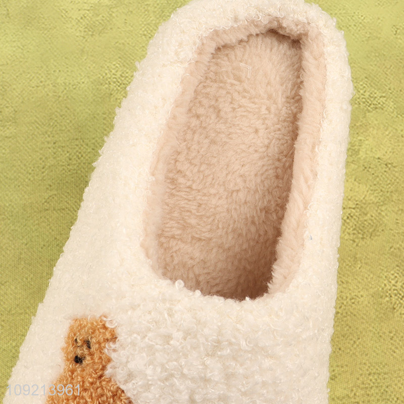 Low price cartoon bear cute home slippers polyester slippers for winter