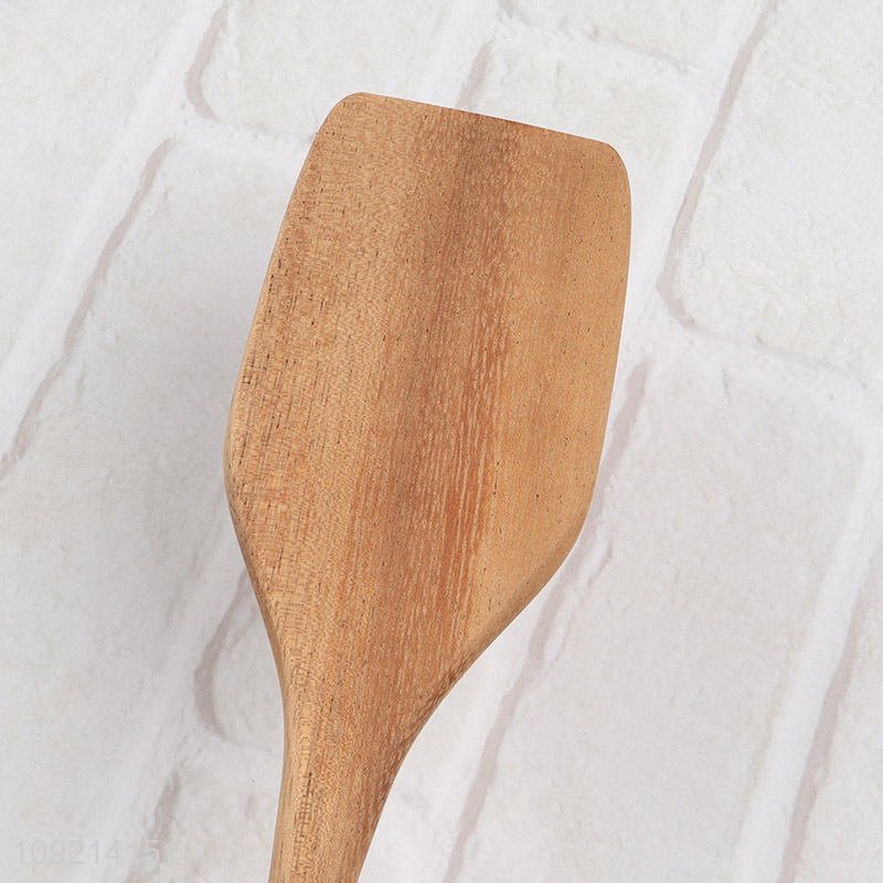 Low price wooden non-stick long handle cooking spatula for sale
