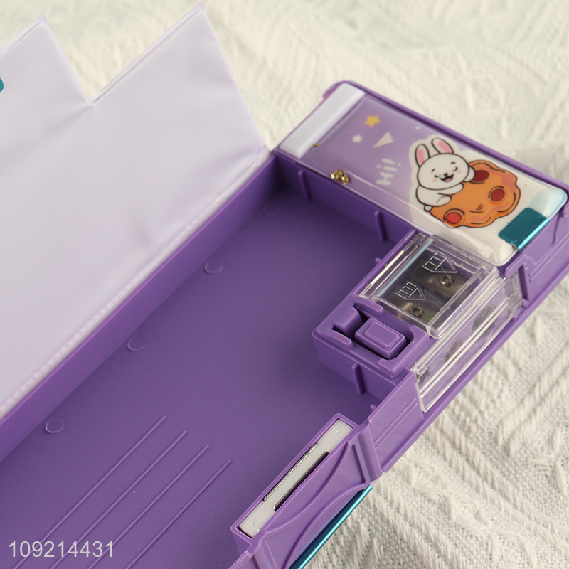New Arrival Cute Cartoon Plastic Pencil Case With Pencil Sharpener